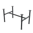 Base de mesa de centro industrial em ferro fundido, em H, 71 × 45 cm, altura 42 cm, vista de três quartos