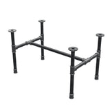 Base de mesa de centro industrial em ferro fundido, em H, 71 × 45 cm, altura 42 cm, vista de três quartos