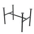 Base de mesa de centro industrial em ferro fundido, em H, 71 × 45 cm, altura 52 cm, vista de três quartos
