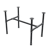 Base de mesa de centro industrial em ferro fundido, em H, 71 × 45 cm, altura 52 cm, vista de três quartos