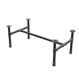 Base de mesa de centro industrial em ferro fundido, em H, 81 × 45 cm, altura 32 cm, vista de três quartos