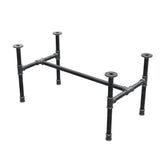 Base de mesa de centro industrial em ferro fundido, em H, 81 × 45 cm, altura 42 cm, vista de três quartos