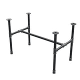 Base de mesa de centro industrial em ferro fundido, em H, 81 × 45 cm, altura 52 cm, vista de três quartos