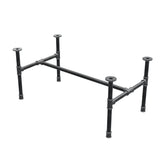 Base de mesa de centro industrial em ferro fundido, em H, 91 × 51 cm, altura 42 cm, vista de três quartos