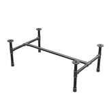 Base de mesa de centro industrial em ferro fundido, em H, 91 × 55 cm, altura 32 cm, vista de três quartos