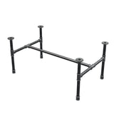 Base de mesa de centro industrial em ferro fundido, em H, 91 × 55 cm, altura 42 cm, vista de três quartos