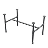 Base de mesa de centro industrial em ferro fundido, em H, 91 × 55 cm, altura 52 cm, vista de três quartos