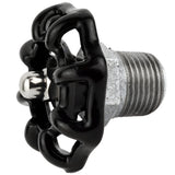 Volante preto de 52 mm em meio mamilo, 1/2'' com porca de aço inoxidável, acessório em ferro fundido galvanizado