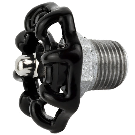 Volante preto de 52 mm em meio mamilo, 1/2'' com porca de aço inoxidável, acessório em ferro fundido galvanizado