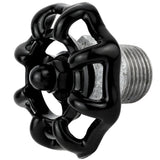Volante preto de 52 mm em meio mamilo, 1/2'' com porca preta, acessório em ferro fundido galvanizado