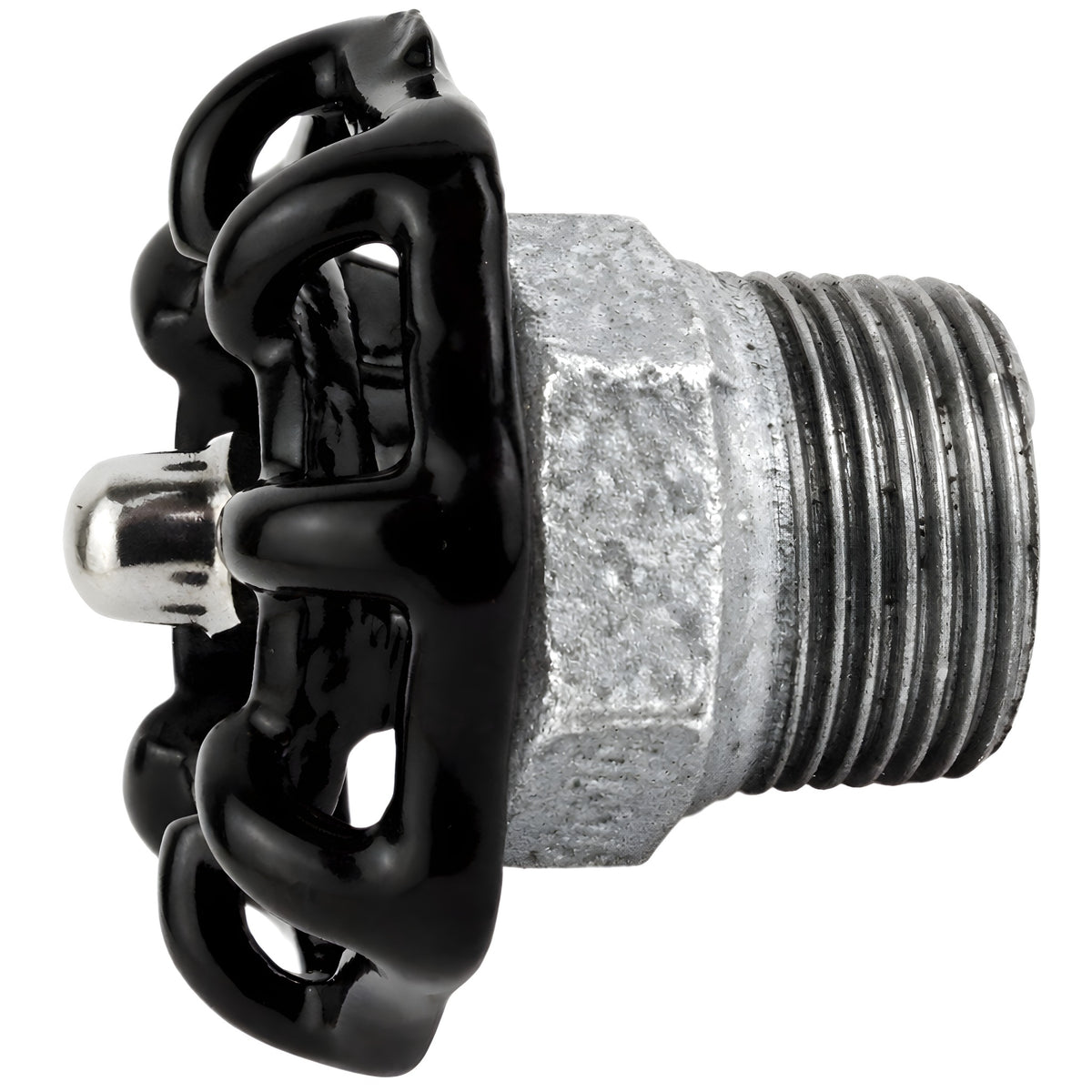 Volante preto de 52 mm em meio mamilo, porca de aço inoxidável, acessório em ferro fundido galvanizado