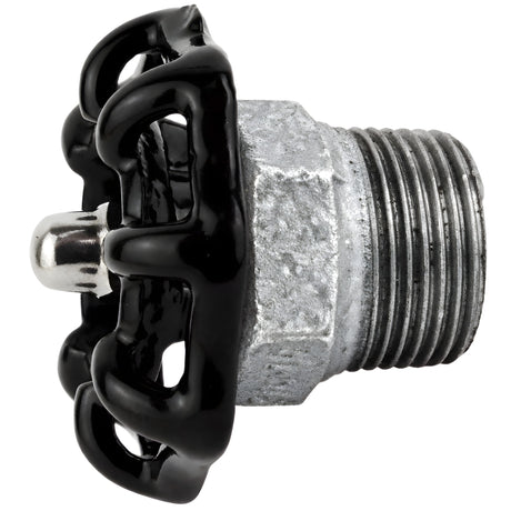 Volante preto de 52 mm em meio mamilo, porca de aço inoxidável, acessório em ferro fundido galvanizado