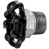 Volante preto de 52 mm em meio mamilo, porca preta, acessório em ferro fundido galvanizado