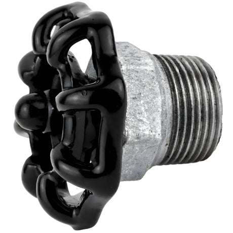 Volante preto de 52 mm em meio mamilo, porca preta, acessório em ferro fundido galvanizado