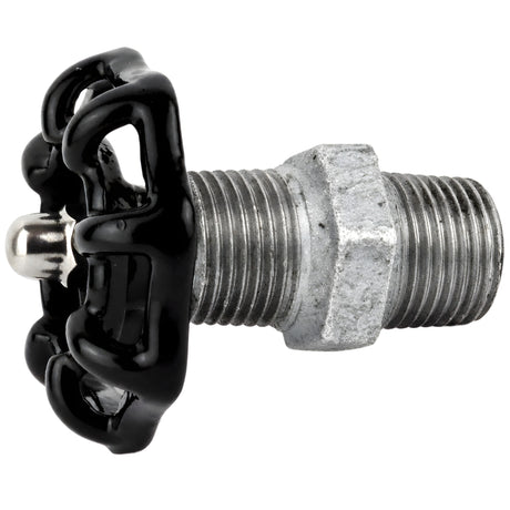Volante preto de 52 mm em mamilo, 1/2'' com porca de aço inoxidável, acessório em ferro fundido galvanizado