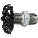 Volante preto de 52 mm em mamilo, 1/2'' com porca preta, acessório em ferro fundido galvanizado