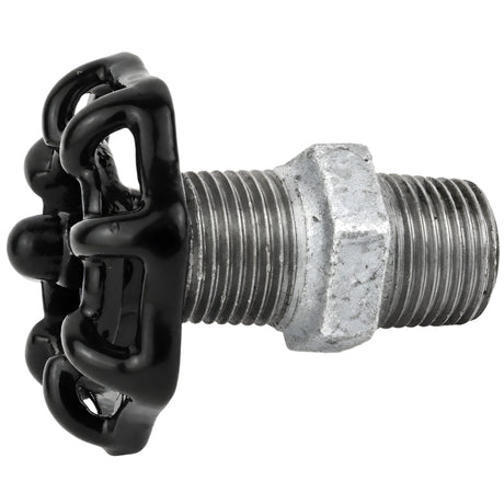 Volante preto de 52 mm em mamilo, 1/2'' com porca preta, acessório em ferro fundido galvanizado