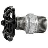 Volante preto de 52 mm em mamilo, porca preta, acessório em ferro fundido galvanizado