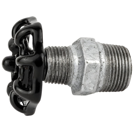 Volante preto de 52 mm em mamilo, porca preta, acessório em ferro fundido galvanizado
