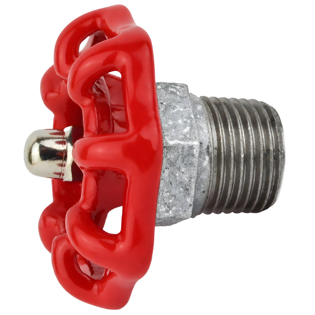Volante vermelho de 52 mm em meio mamilo, 1/2'' com porca de aço inoxidável, acessório em ferro fundido galvanizado