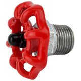Volante vermelho de 52 mm em meio mamilo, 1/2'' com porca preta, acessório em ferro fundido galvanizado