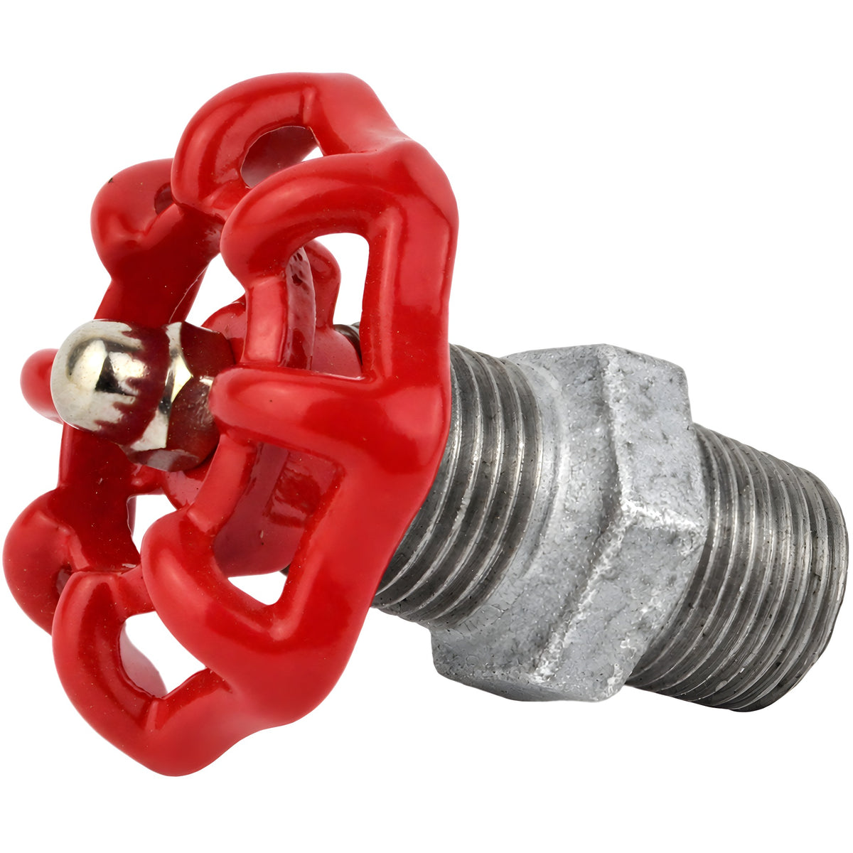 Volante vermelho de 52 mm em mamilo, 1/2'' com porca de aço inoxidável, acessório em ferro fundido galvanizado