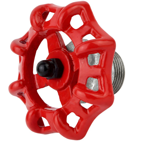Volante vermelho de 72 mm em meio mamilo, 1/2'' com porca preta, acessório em ferro fundido galvanizado
