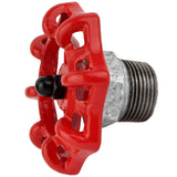 Volante vermelho de 72 mm em meio mamilo, porca preta, acessório em ferro fundido galvanizado