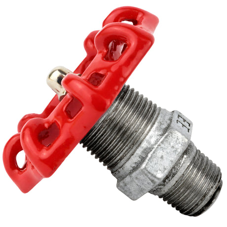 Volante vermelho de 72 mm em mamilo, 1/2'' com porca de aço inoxidável, acessório em ferro fundido galvanizado