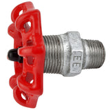 Volante vermelho de 72 mm em mamilo, 1/2'' com porca preta, acessório em ferro fundido galvanizado