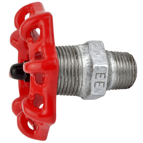 Volante vermelho de 72 mm em mamilo, 1/2'' com porca preta, acessório em ferro fundido galvanizado