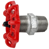 Volante vermelho de 72 mm em mamilo, porca preta, acessório em ferro fundido galvanizado