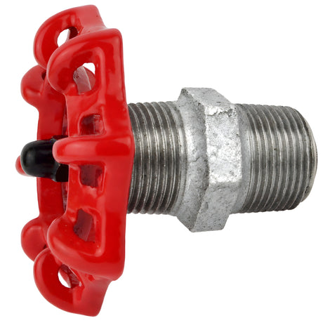 Volante vermelho de 72 mm em mamilo, porca preta, acessório em ferro fundido galvanizado