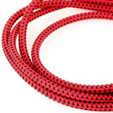 Cabo elétrico têxtil vermelho e preto - cabo bicolor para lâmpada industrial