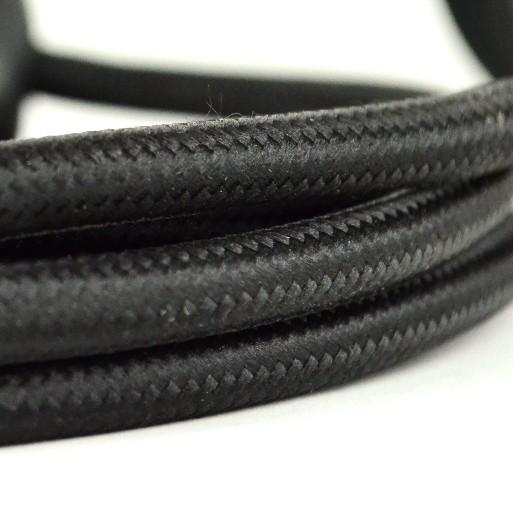 Cabo elétrico têxtil preto - cabo têxtil para candeeiro estilo industrial