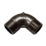 Raccord coude fonte noire 90° Mal/Mal filetage 3/4" Ø27 sur filets 