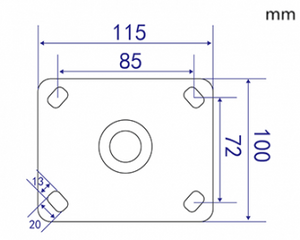 Roda giratória industrial preta - metal - 125 mm - travão de bloqueio