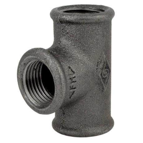 Tê fêmea/igual ferro fundido, preto